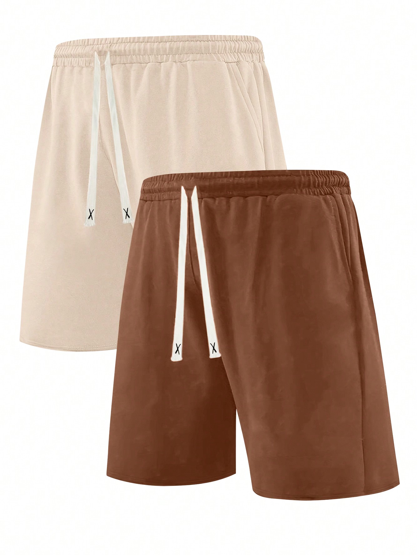 Мужские 2 шт./компл. стильные шорты на талии с завязками для летнего повседневного выхода, многоцветный