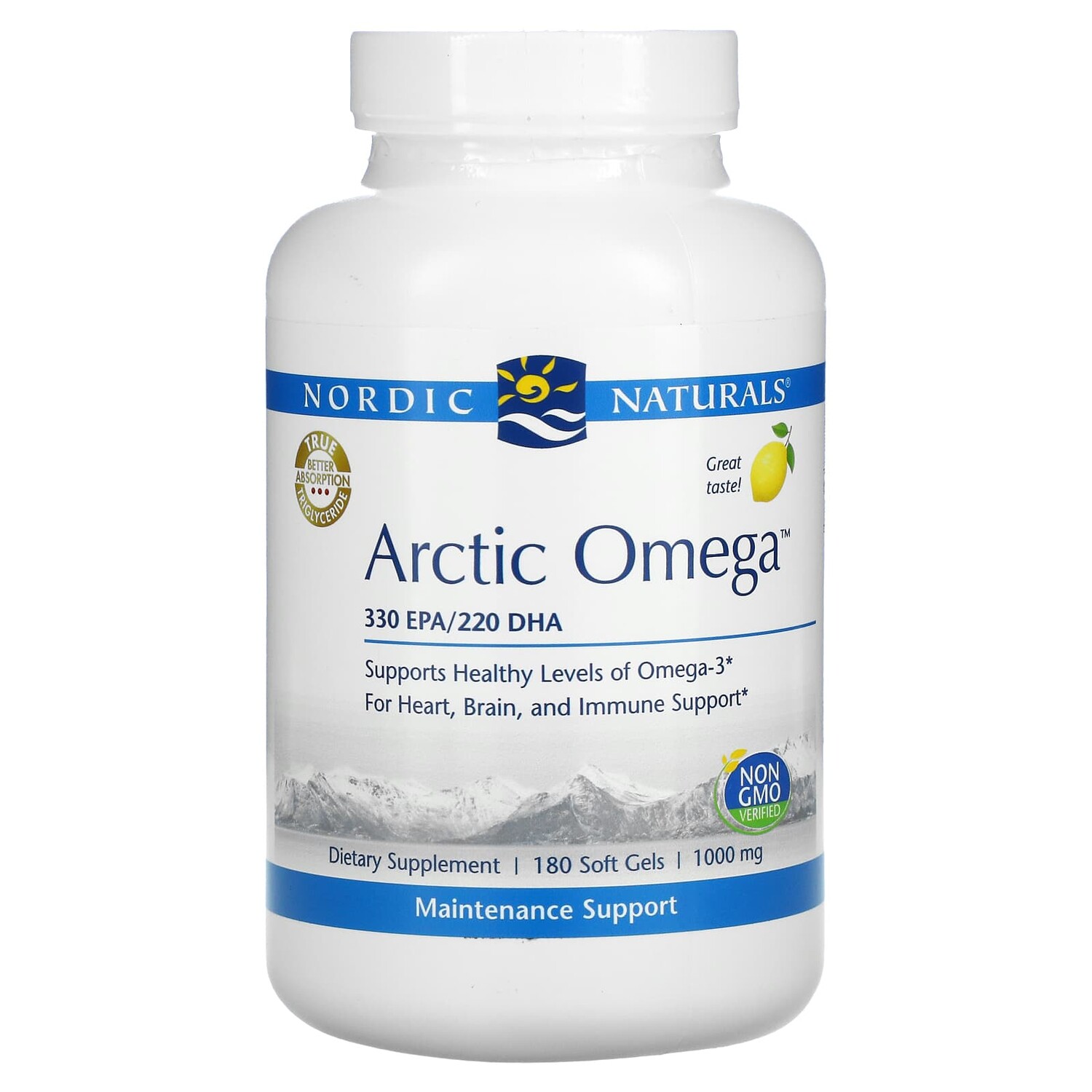 

Arctic Omega, лимон, 1000 мг, 180 мягких желатиновых капсул, Nordic Naturals