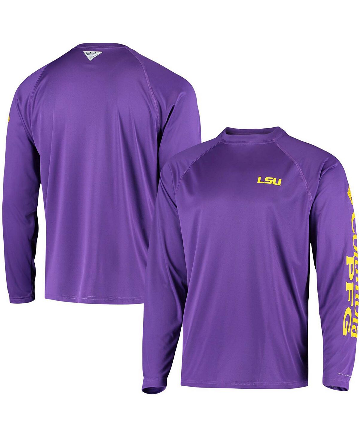 цена Мужская фиолетовая футболка с длинным рукавом lsu tigers terminal tackle omni-shade Columbia, фиолетовый