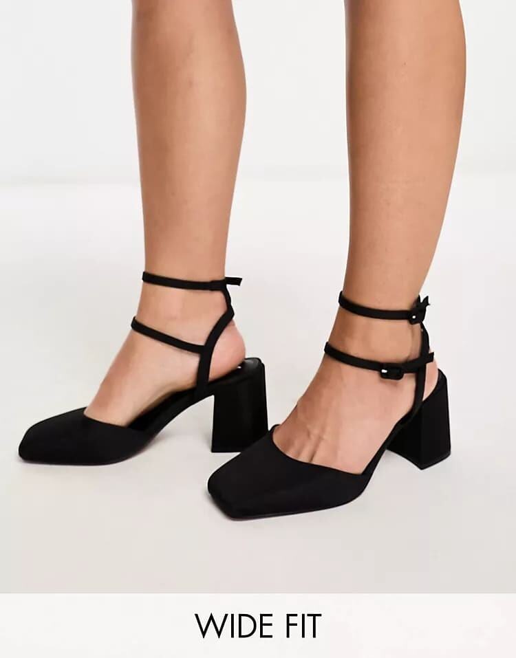 

Туфли ASOS DESIGN Wide Fit Saffy Block Heeled Mid, черный
