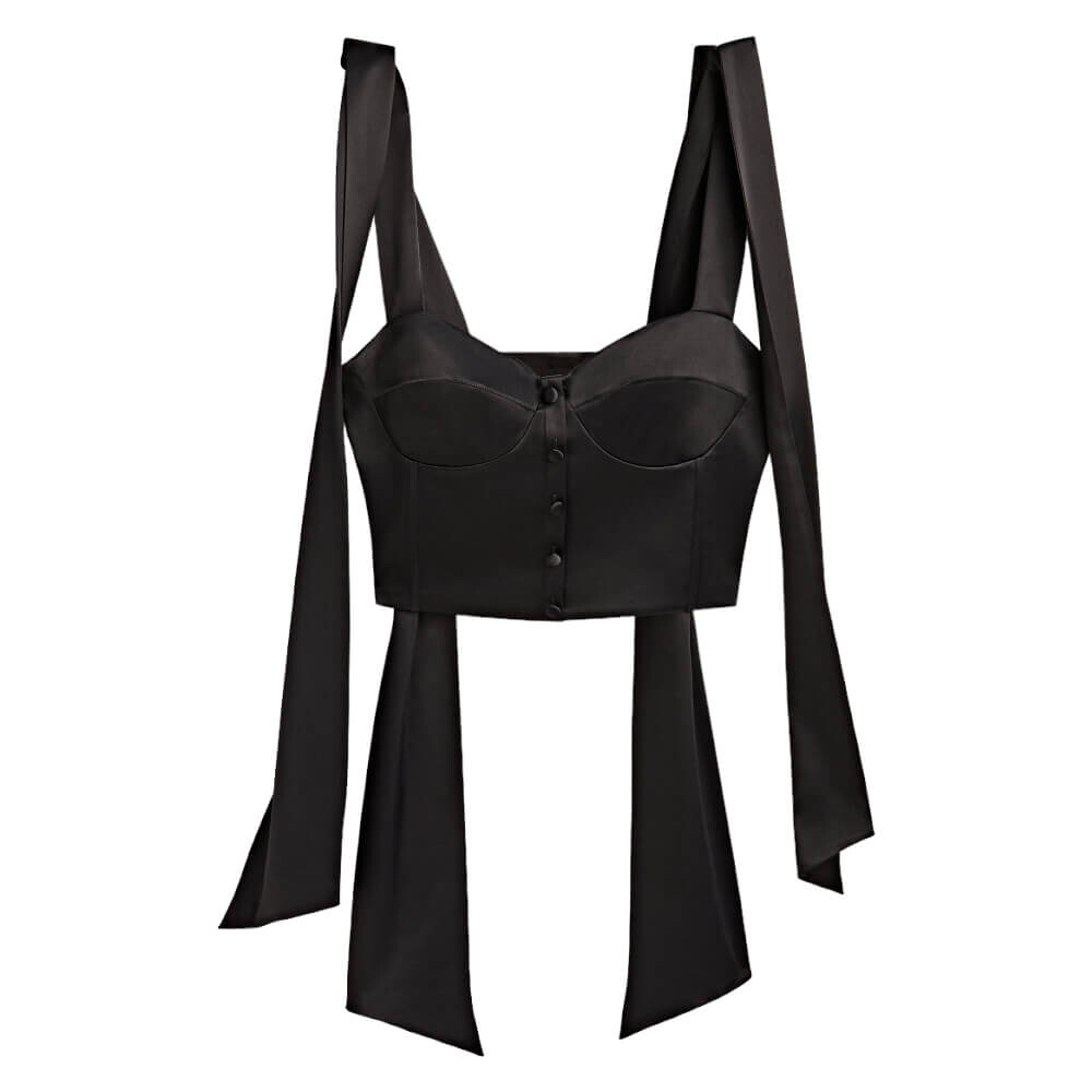 

Топ Massimo Dutti Studio Satin With Tied Straps, черный