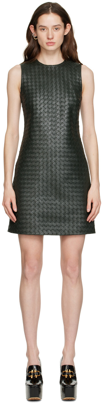 

Мини-платье цвета хаки Intrecciato Bottega Veneta