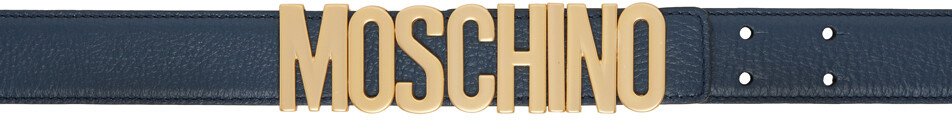 

Ремень темно-синего цвета с логотипом Moschino