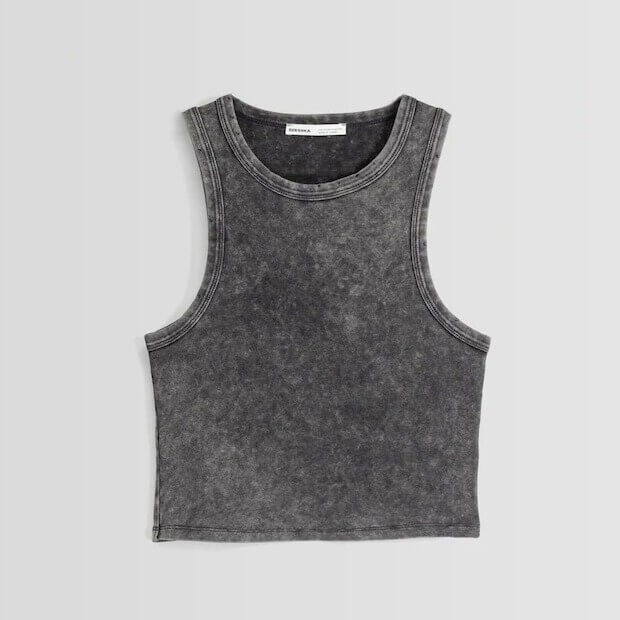 

Топ с эффектом потертости Bershka Ripped, черный