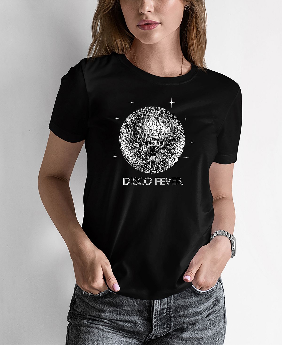 Женская футболка word art disco ball LA Pop Art, черный женская футболка word art disco ball la pop art розовый