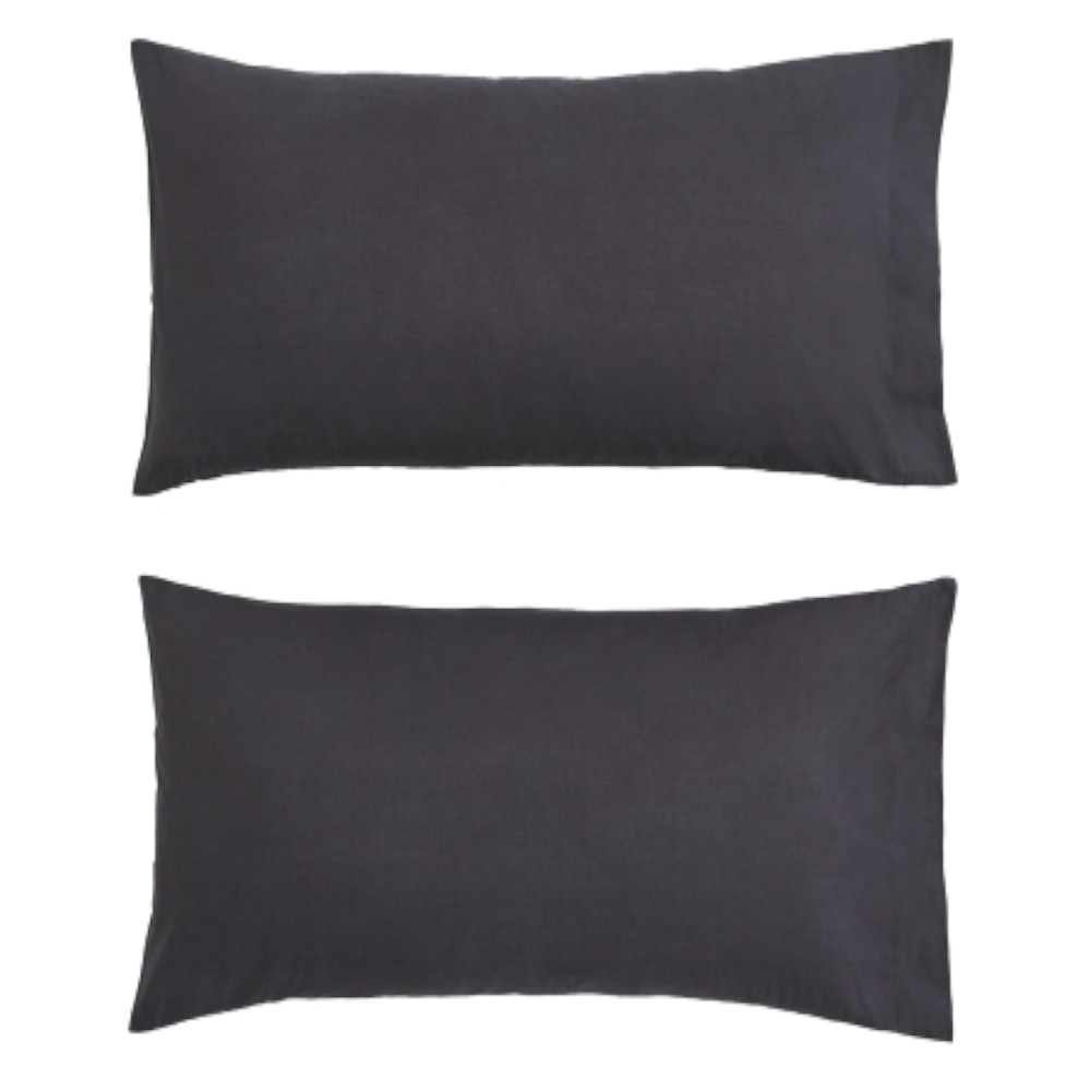 Комплект наволочек из ситца H&M Home Cotton Percale, 2 предмета, темно-серый цена и фото