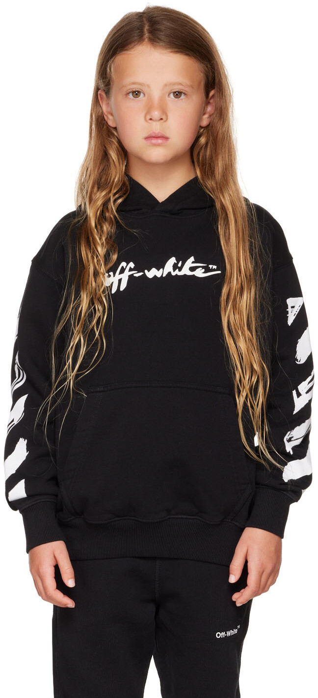 

Детская черная худи с надписью Off-White