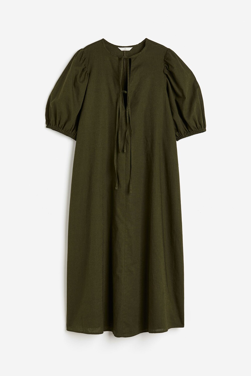 

Платье H&M Tie-detail Linen-blend, хаки