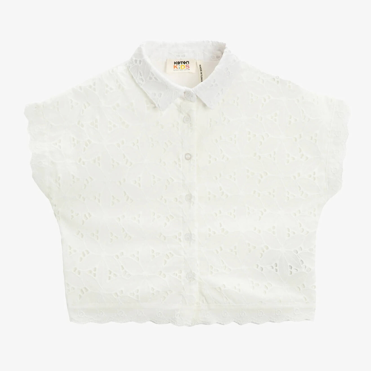 

Рубашка для девочки Koton Crop Cutwork Detail, белый