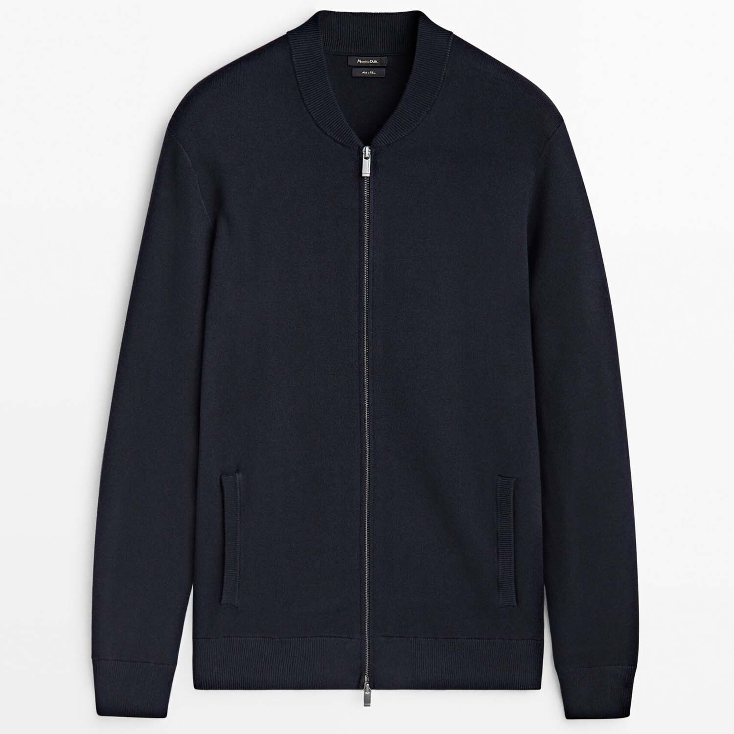 

Кардиган Massimo Dutti Knit With Zip, темно-синий