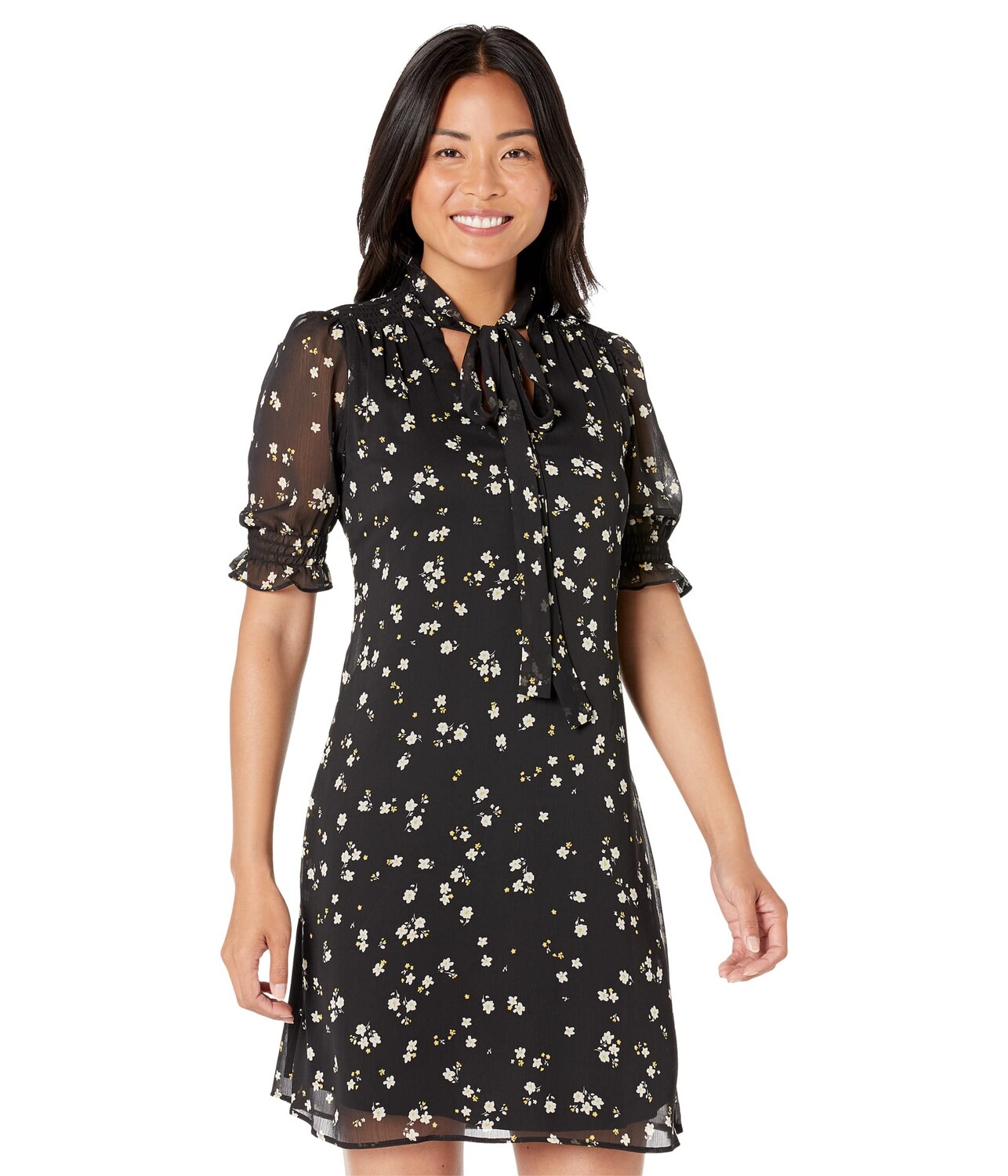 

Платье DKNY, Short Sleeve Tie Neck Fit-and-Flare Dress