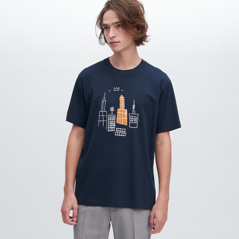 

Футболка с принтом унисекс Uniqlo, синий