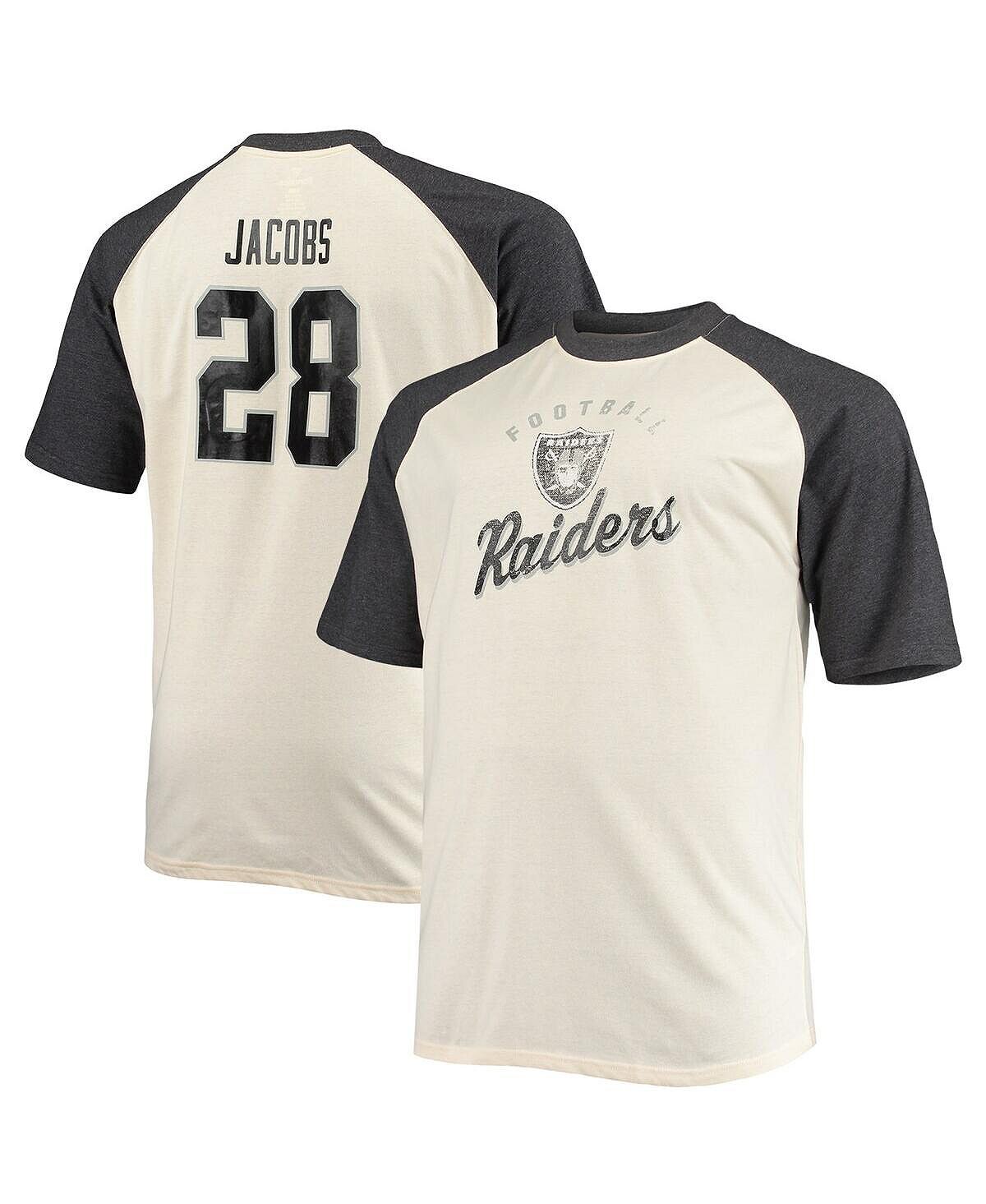 

Мужская футболка josh jacobs oatmeal las vegas raiders big and tall player с именем и номером реглан Profile, мульти