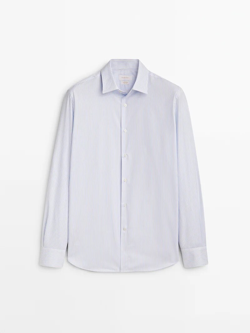

Рубашка в полоску приталенного кроя Easy Iron Massimo Dutti, голубое небо