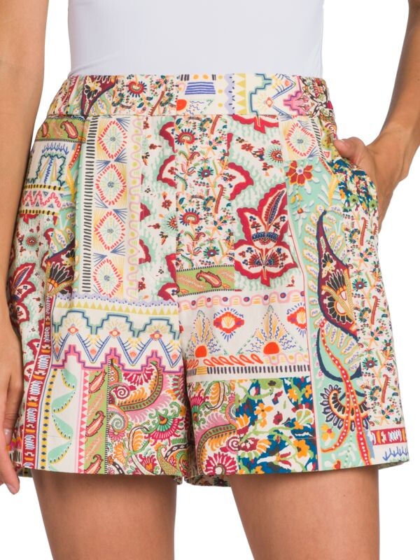

Шорты в технике пэчворк с высокой талией Etro Beige multi