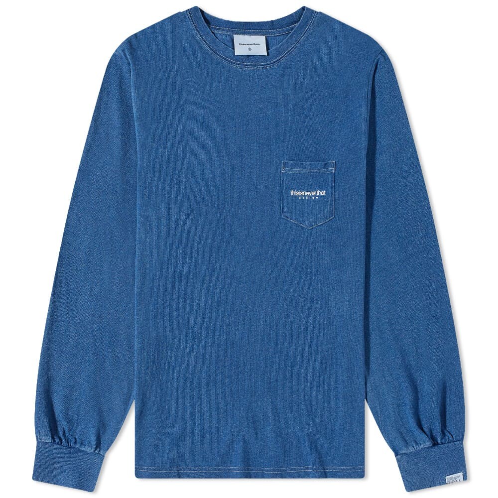 

Футболка thisisneverthat Long Sleeve Indigo Dyed Tee, Синий