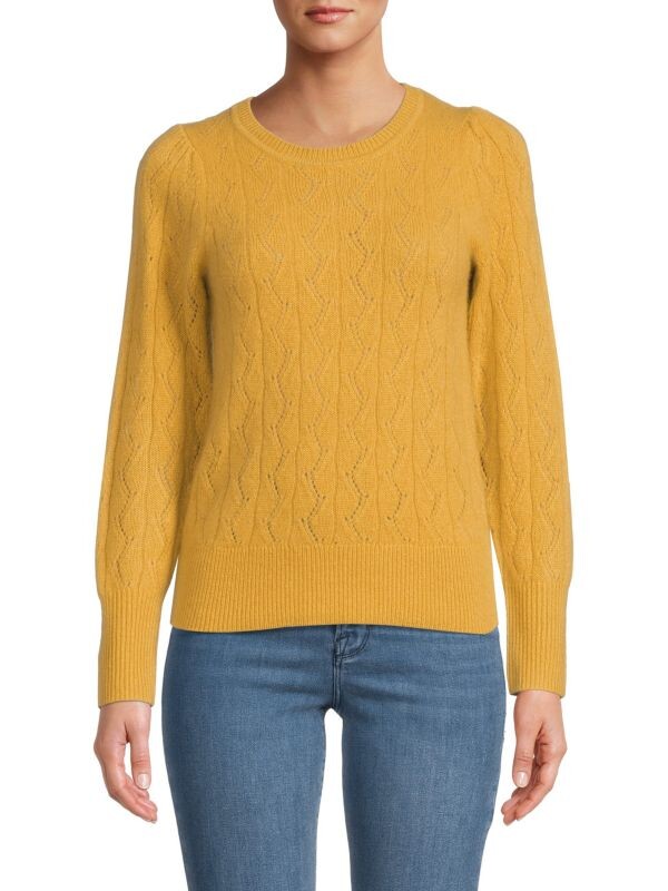 

Свитер с круглым вырезом pointelle Saks Fifth Avenue Dusty yellow