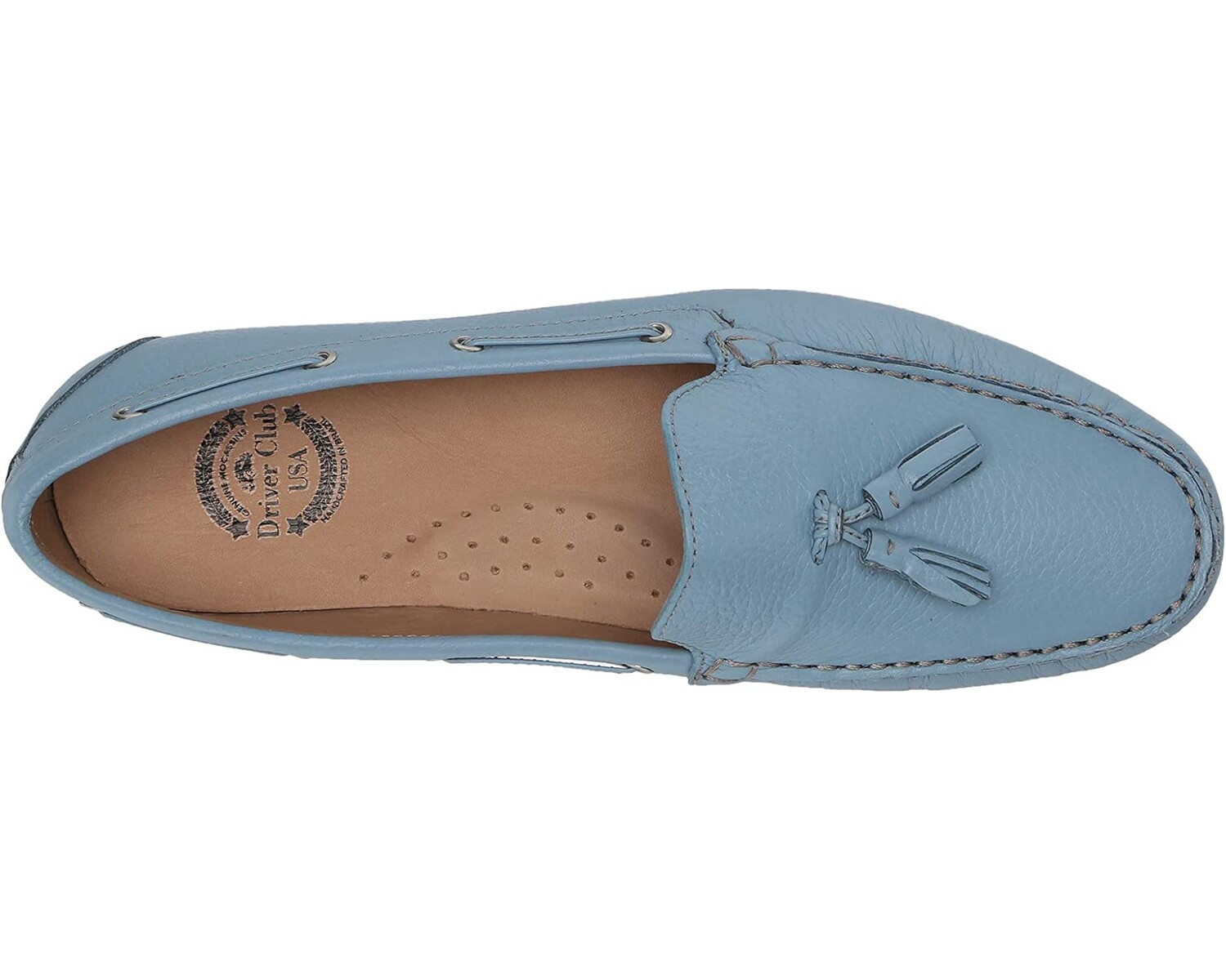 

Лоферы Women's Leather Made in Brazil Tassle Driving Loafer Driver Club USA, пудра голубая зернистая