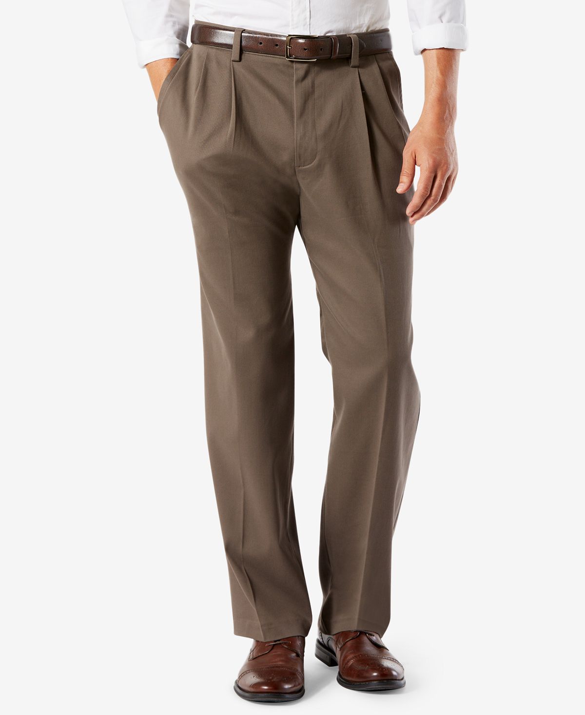 Мужские брюки easy classic со складками цвета хаки стрейч Dockers, мульти