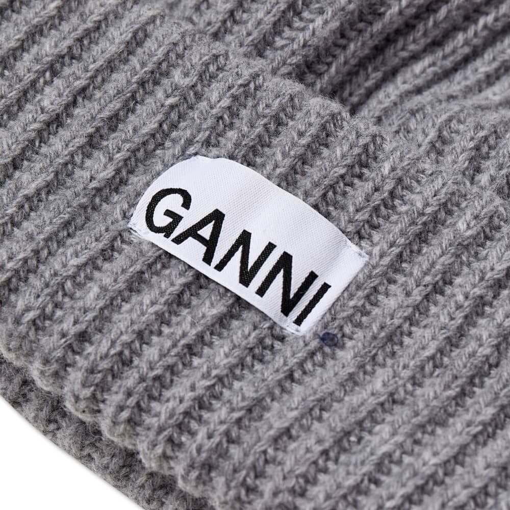 

Шапка-бини в рубчик с логотипом GANNI