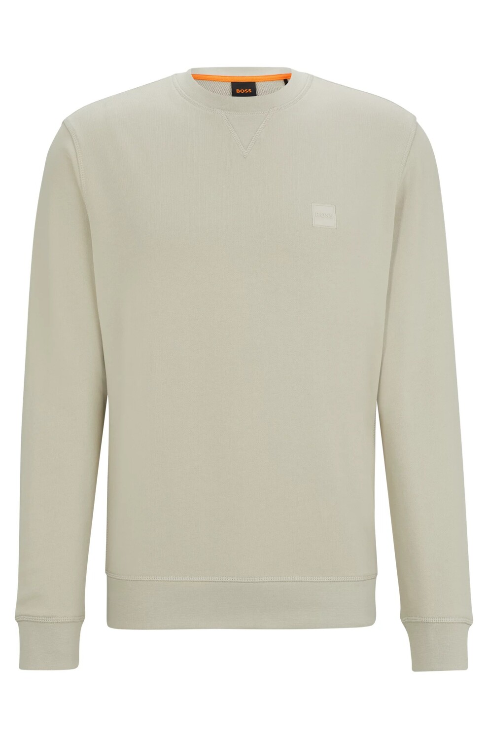 

Свитшот Hugo Cotton-terry With Blue Logo Label, светло-бежевый