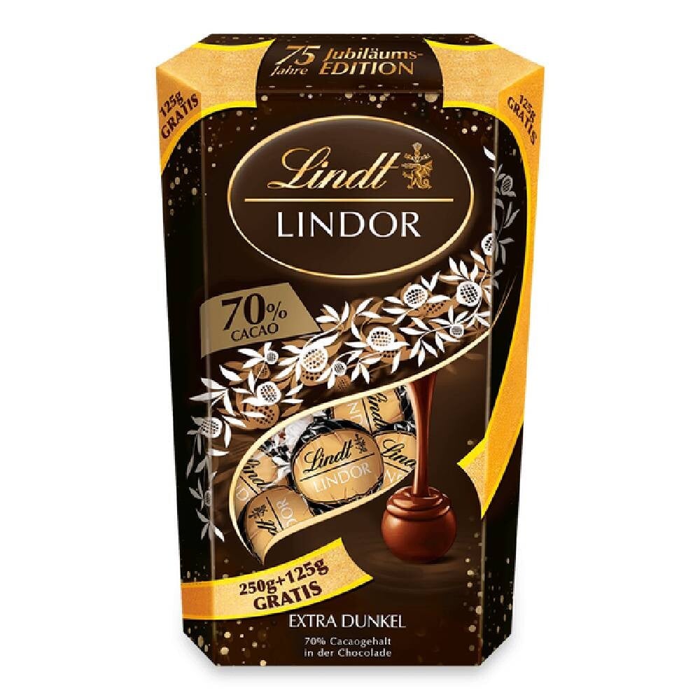 

Конфеты Lindt Lindor Cornet 70% 75 Jahre Jubilaum, темный шоколад, 375г