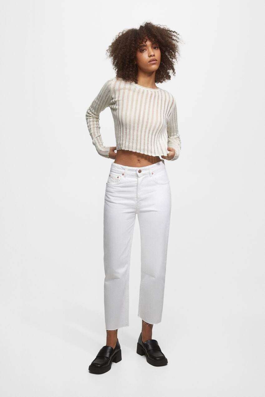 

Укороченные джинсы прямого кроя с высокой талией Pull&Bear