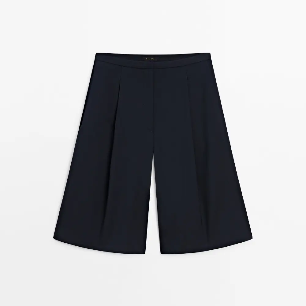 

Шорты-бермуды Massimo Dutti Long Darted Bermuda Co-ord, темно-синий