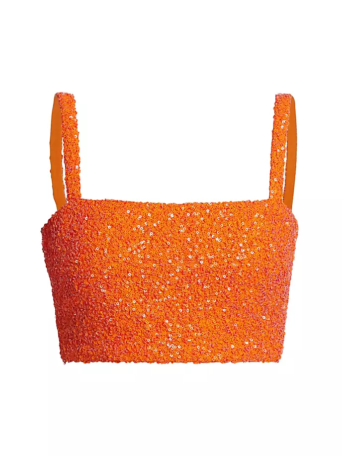 цена Укороченный топ Luciernaga с пайетками No Pise La Grama, цвет hot orange