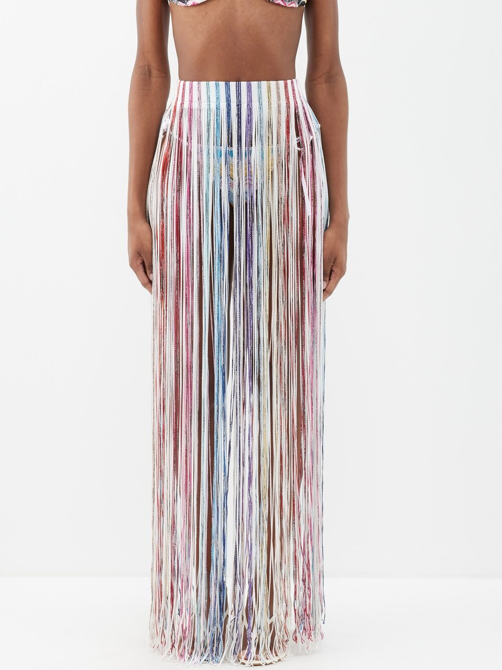 

Полосатая юбка макси с бахромой Missoni, белый