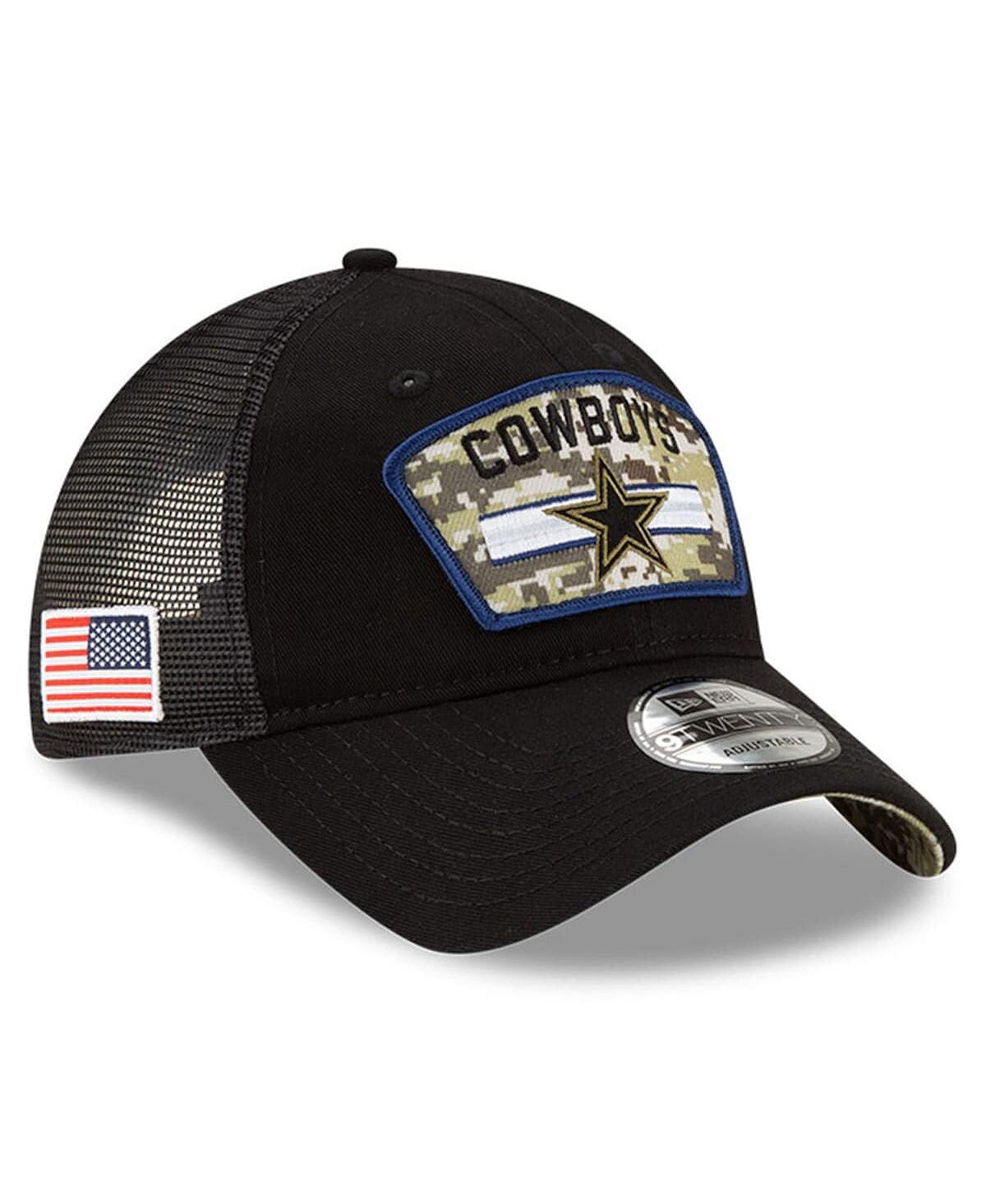 

Мужская черная регулируемая кепка Dallas Cowboys 2021 Salute To Service Trucker 9TWENTY New Era