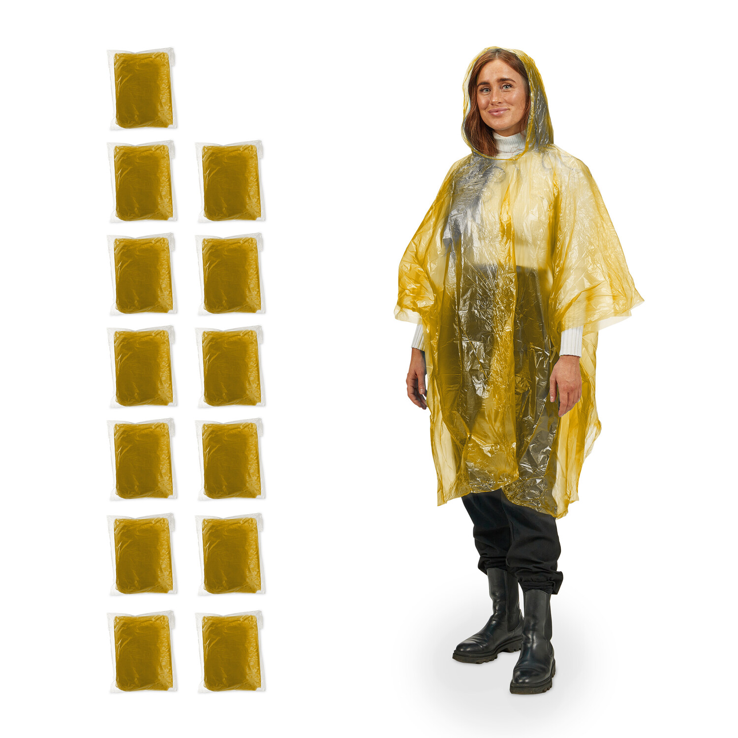 

Дождевик relaxdays 13 x Einweg Regenponcho, желтый