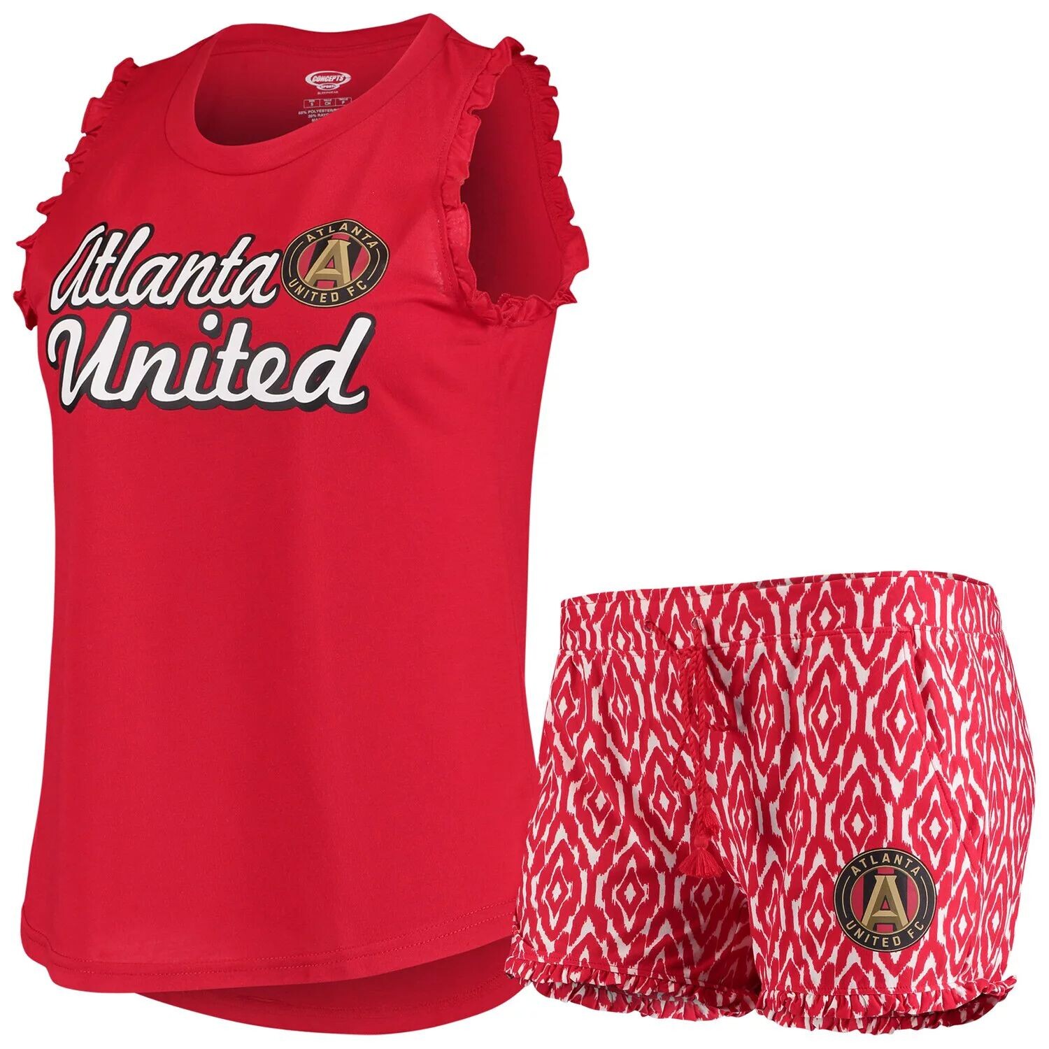 

Женский пижамный комплект Concepts Sport красный/белый с майкой и шортами Atlanta United FC Unwind