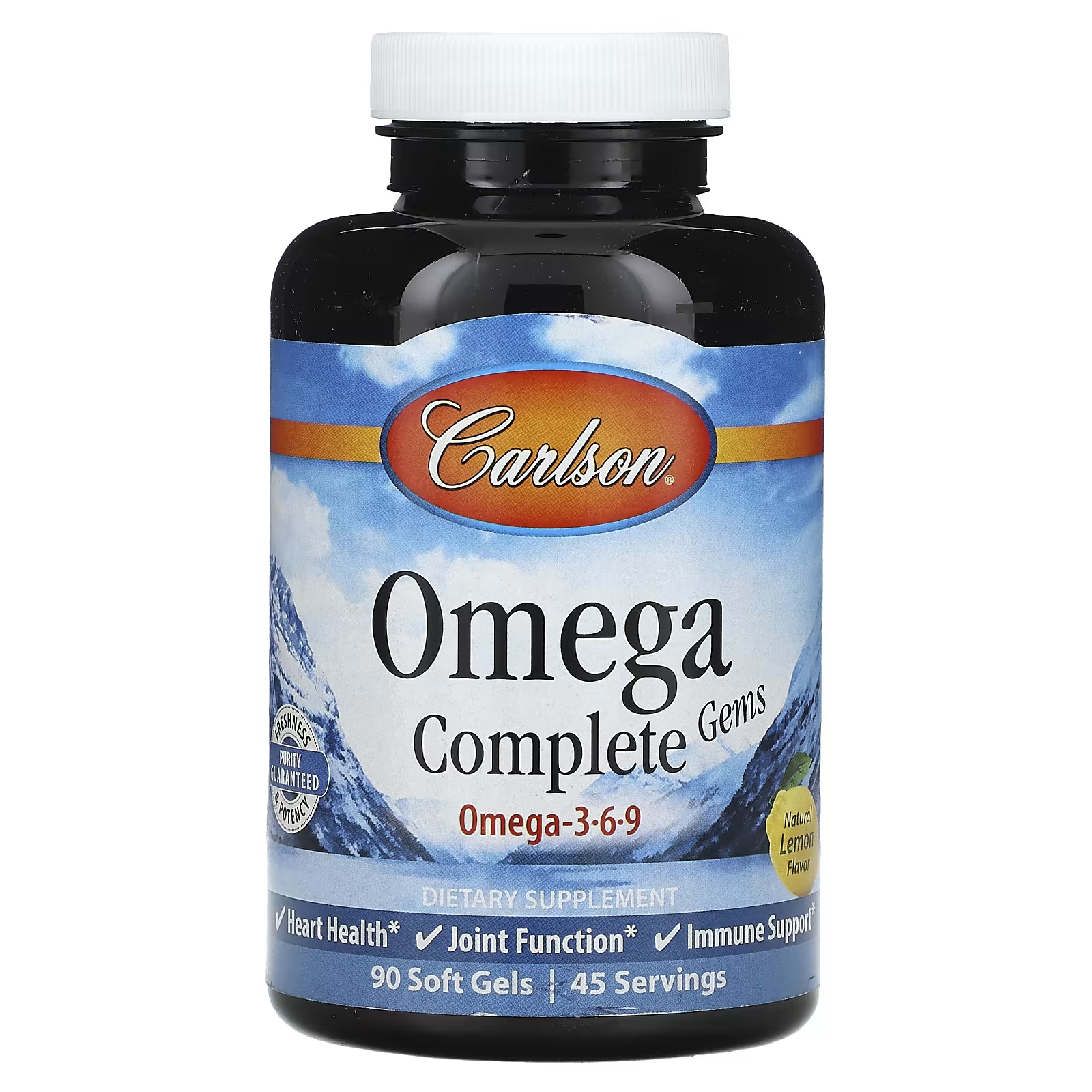 Пищевая добавка Carlson Omega Complete Gems Omega 3-6-9 натуральный лимон, 90 мягких таблеток carlson maximum omega minis натуральный лимон 500 мг 60 мягких таблеток