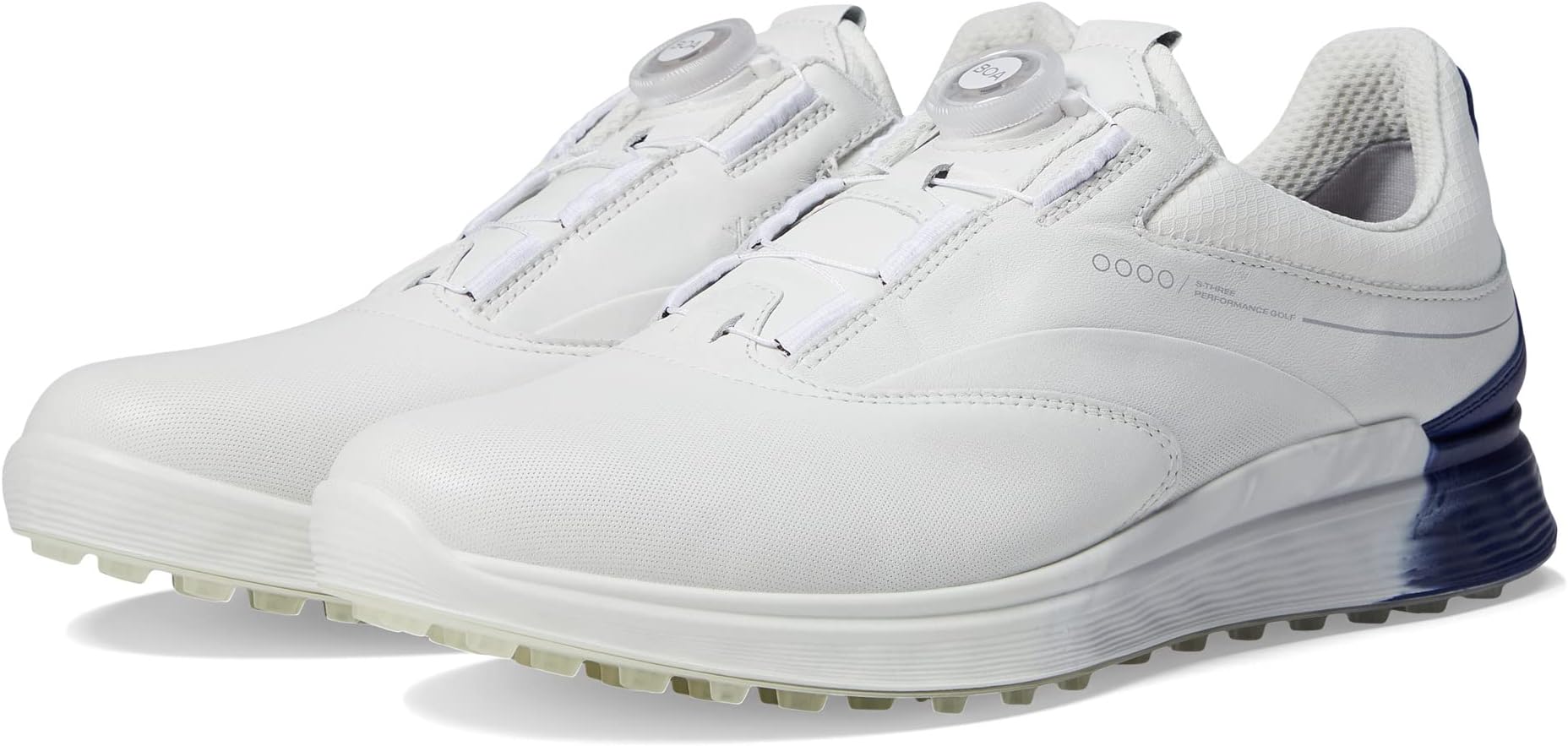 Кроссовки S-Three Boa GORE-TEX Waterproof Golf Hybrid Golf Shoes ECCO, цвет White/Blue Depths/Bright White Cow Leather