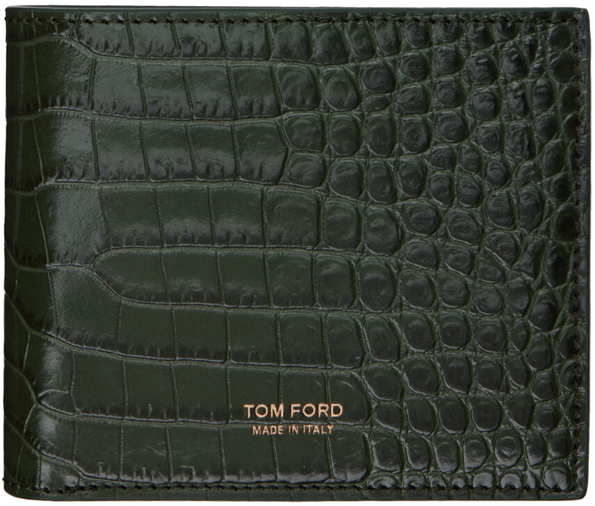 

Зеленый кошелек под крокодила с принтом Tom Ford