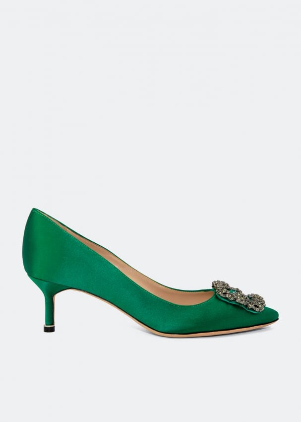 

Атласные туфли MANOLO BLAHNIK Hangisi satin pumps, зеленый