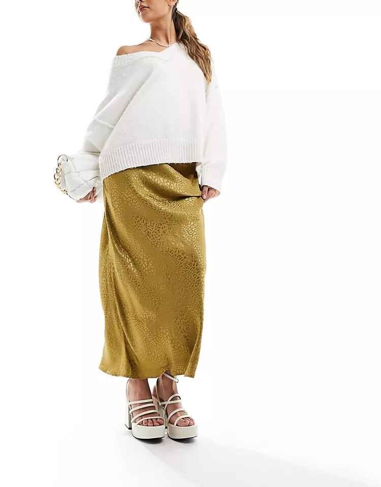 Юбка Pimkie Satin Maxi Skirt, золотистый