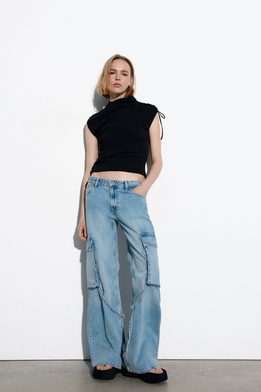 

Драпированный топ ZARA, черный