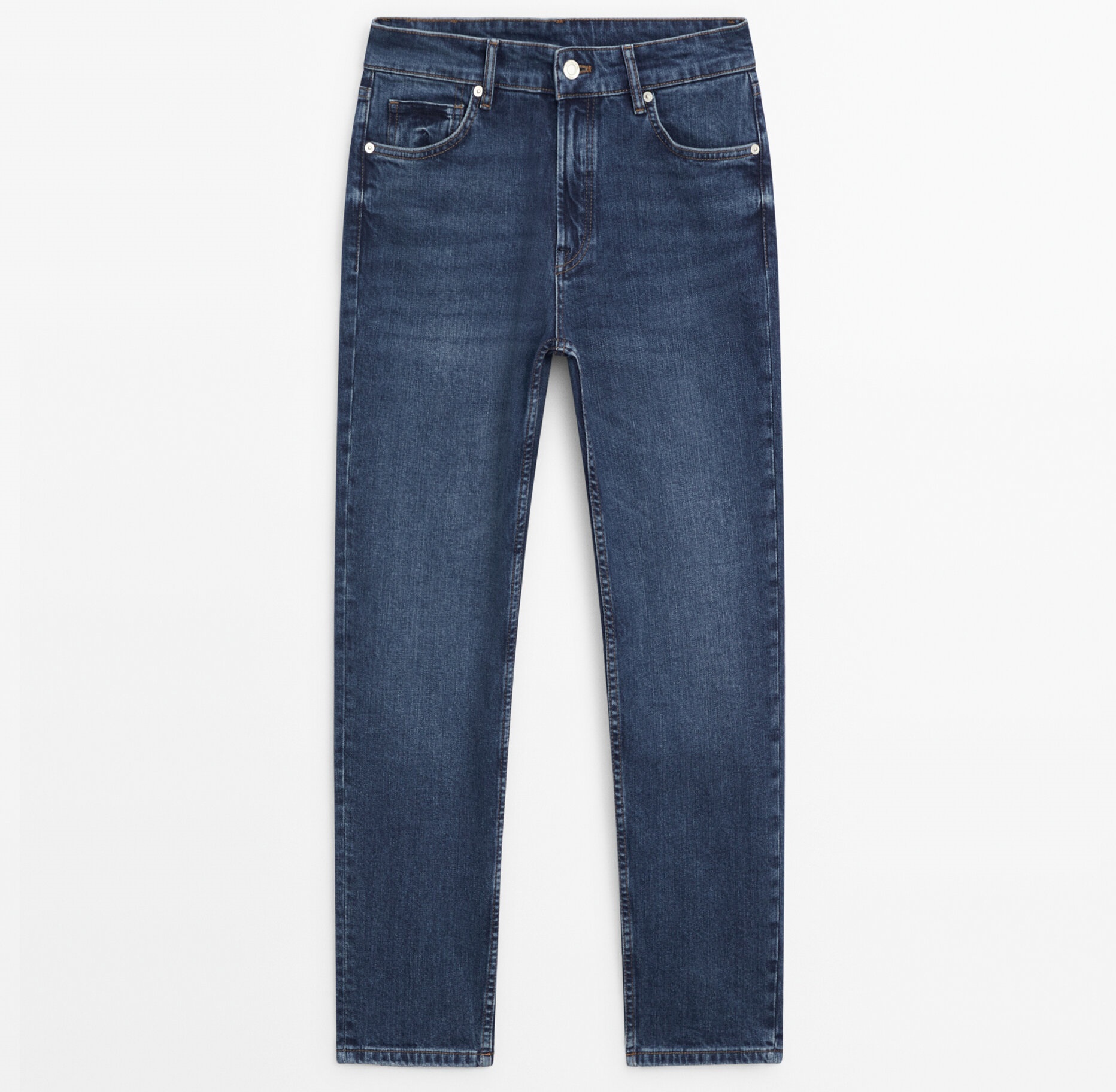 Джинсы Massimo Dutti Mid-waist Slim-cropped-fit, синий джинсы приталенного кроя cipo
