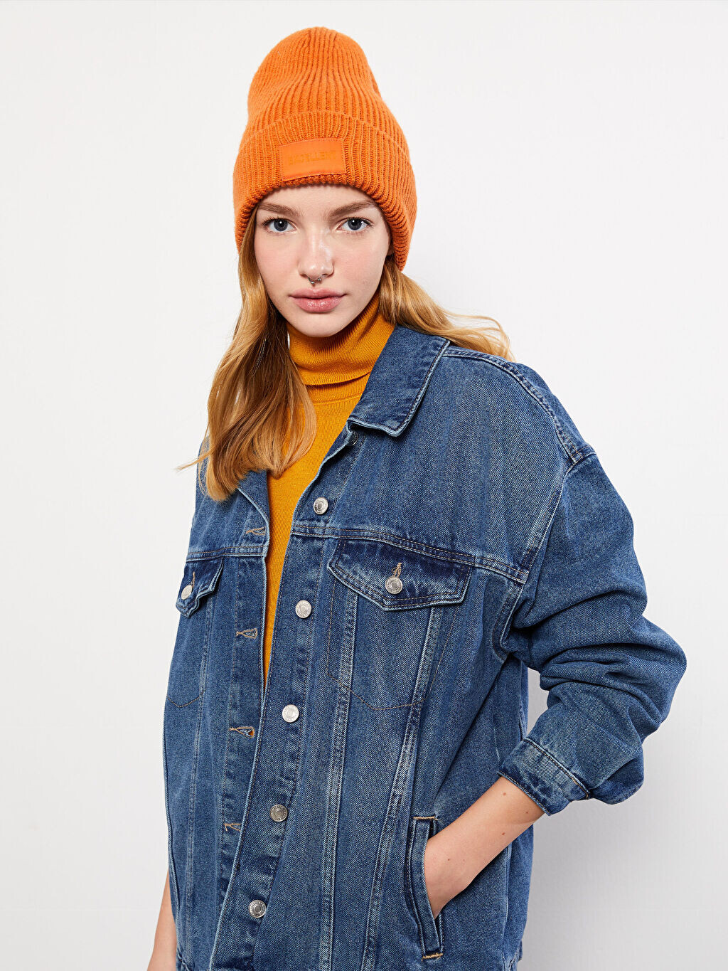

Женская джинсовая куртка Rodeo с прямым воротником и длинными рукавами LCW Jeans, Синий