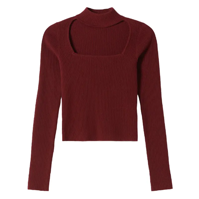 

Свитер Bershka Sweater With Choker Neck, бордовый