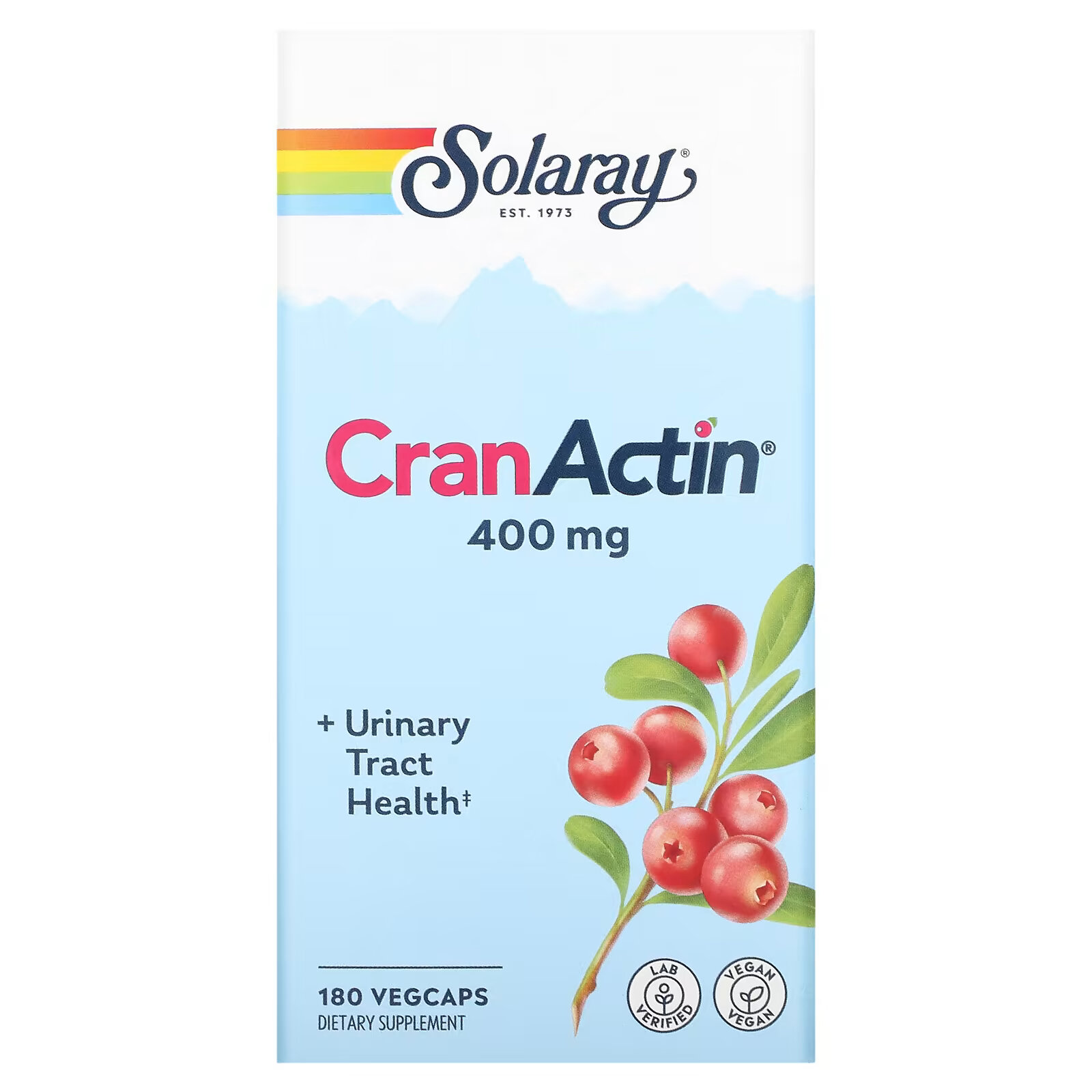 цена Solaray, CranActin, здоровье мочевыводящих путей, 180 растительных капсул