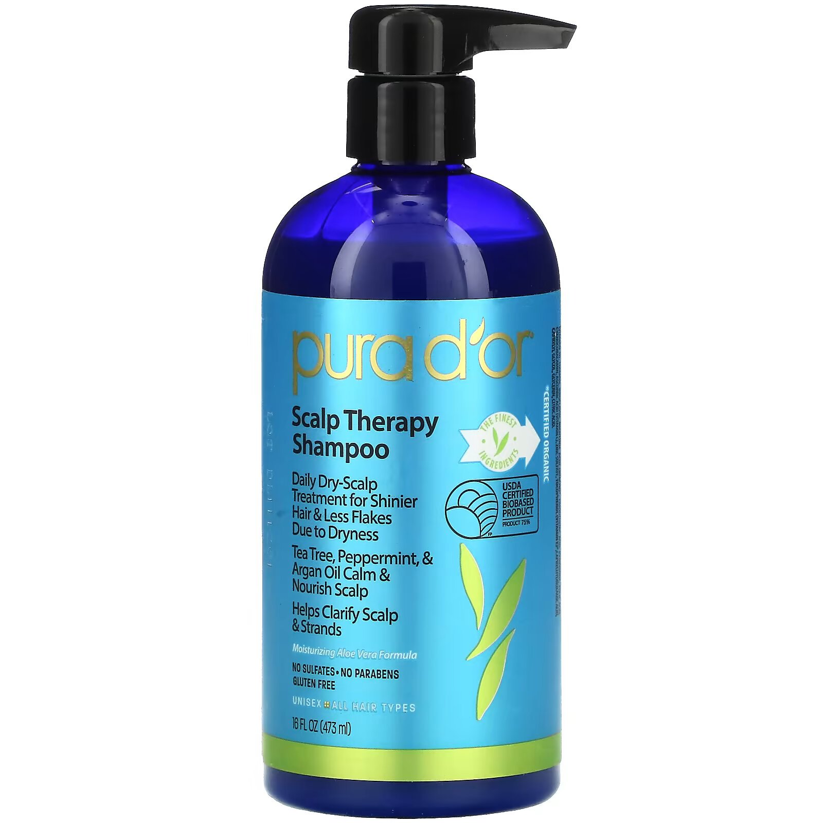 Pura D'or, Scalp Therapy Shampoo, шампунь для ухода за кожей головы, 473 мл (16 жидк. унций) - фото