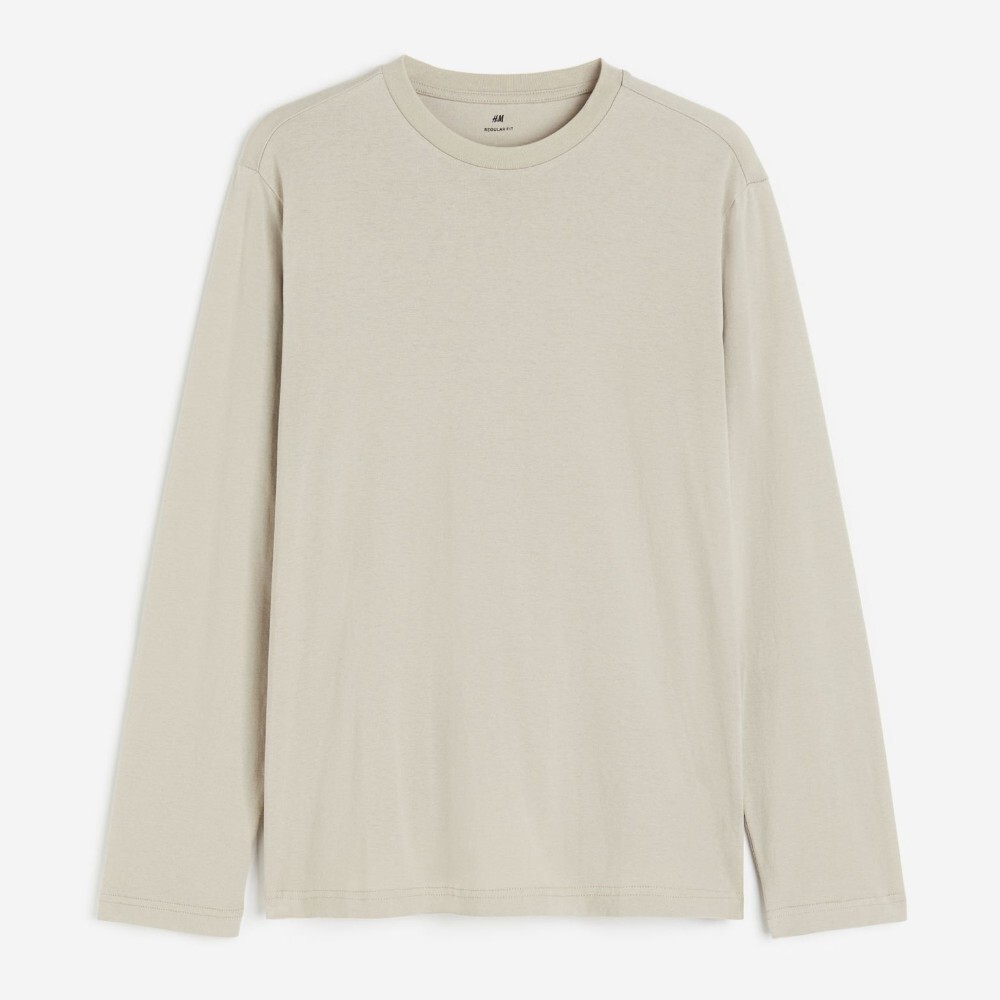 

Лонгслив H&M Regular Fit Jersey, бежевый