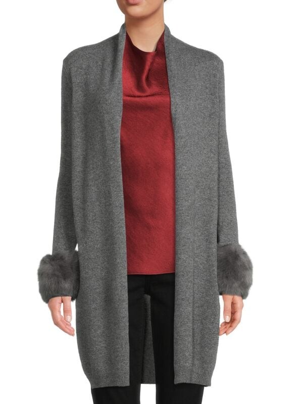 

Кашемировый кардиган с манжетами из овчины Sofia Cashmere Black