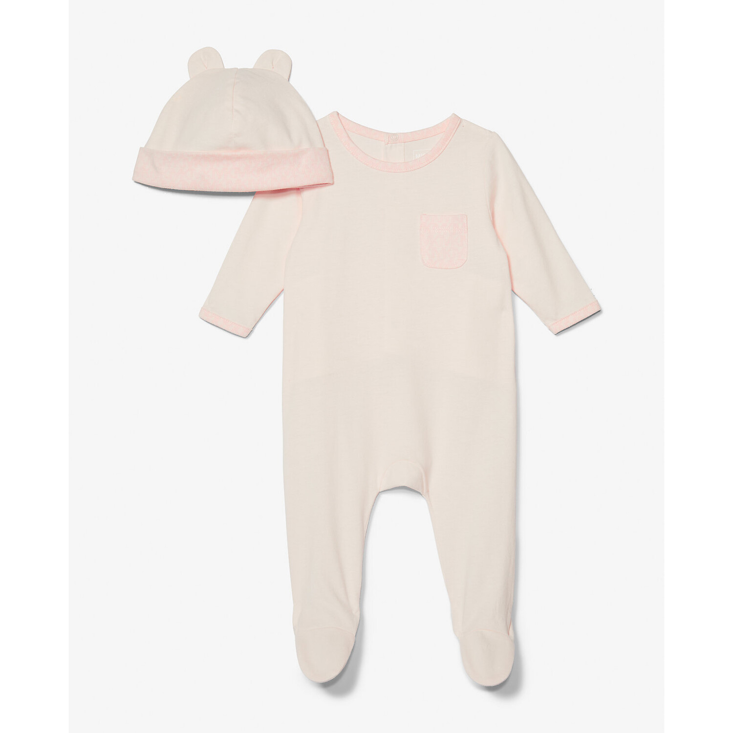 Детский комплект Michael Kors Kids Cotton Onesie and Hat, 2 предмета, бледно-розовый шапка шарф в виде медведя зимняя женская шапка в виде большого медведя милый плюшевый шарф теплая плотная шапка