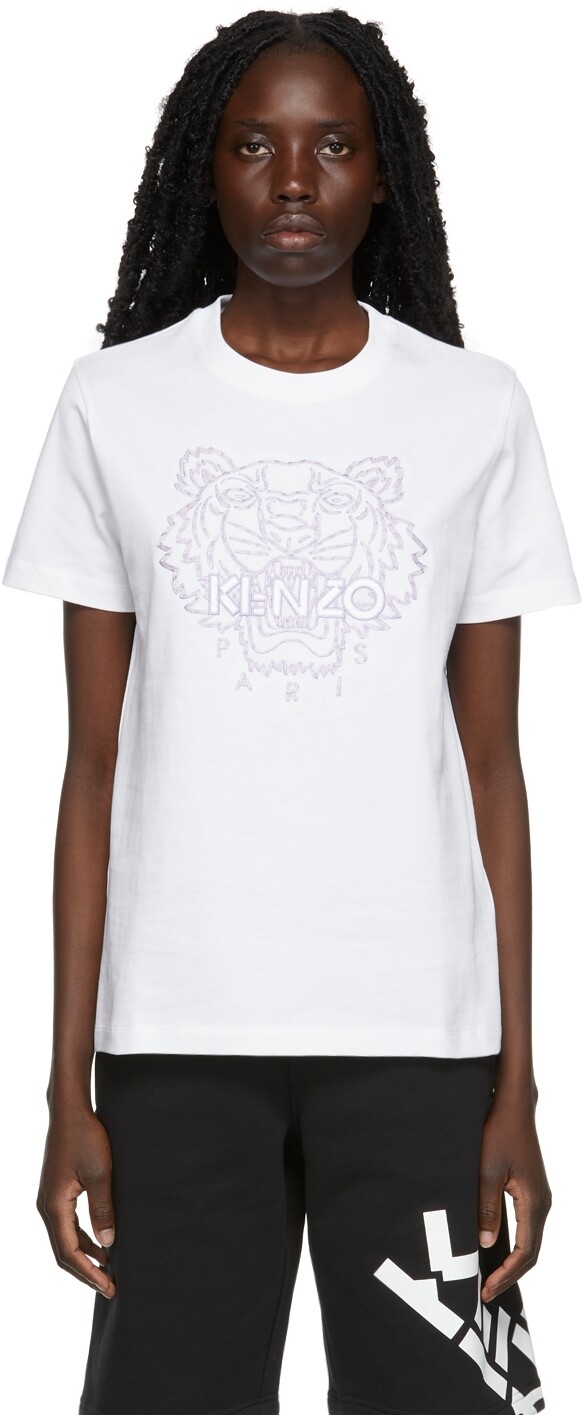 

Бело-фиолетовая футболка с логотипом Tiger Kenzo