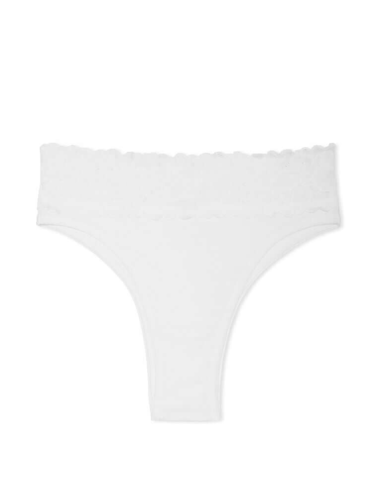 

Трусы-бразильяно Victoria's Secret Lace Waist Cotton, белый