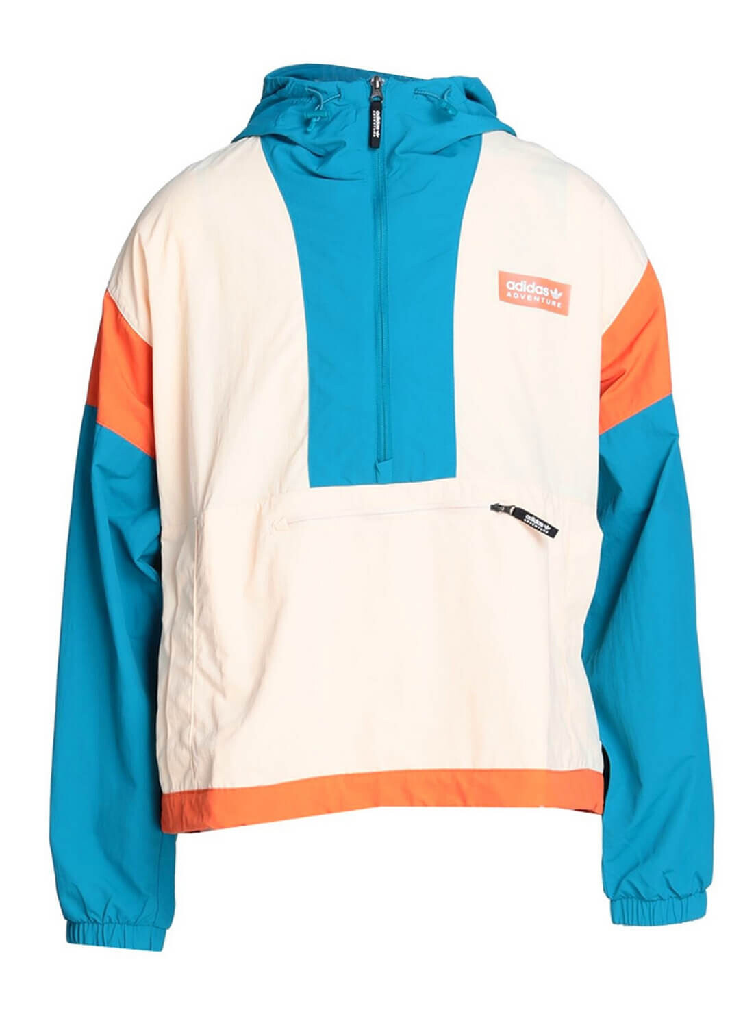 

Куртка ветровка с капюшоном Adidas Originals HR4219 Adventure PRM Windbreaker, бежевый/голубой/оранжевый